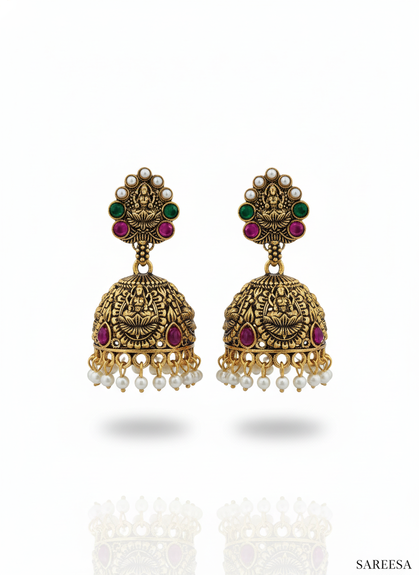 Eternal Divinity: The Swarna Lakshmi Heritage Jhumkas