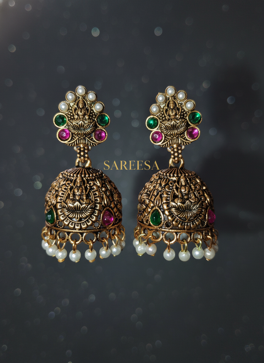 Eternal Divinity: The Swarna Lakshmi Heritage Jhumkas - Image 4
